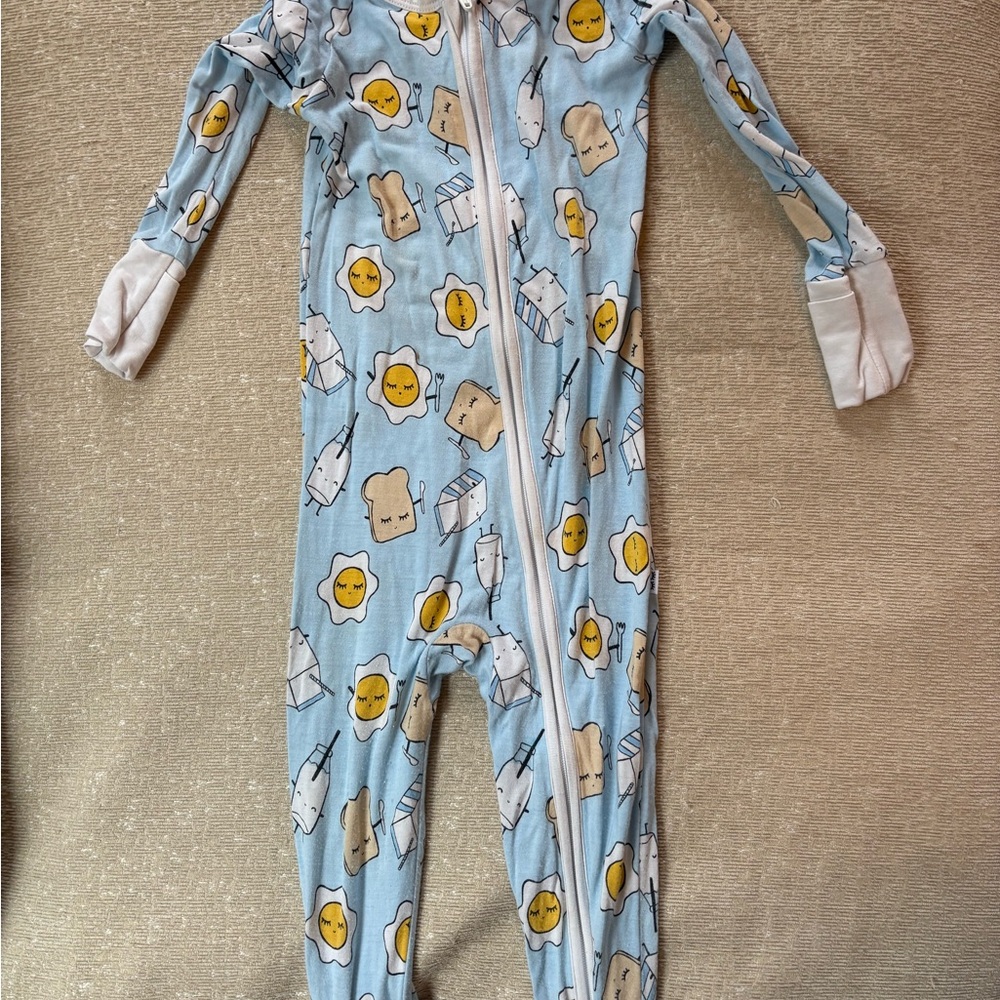 Little Sleepies Blue Breakfast Buddies Bamboo Zippy Sleeper - Picture 2 of 5
